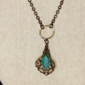 Bronze Lily Aquamarine Necklace